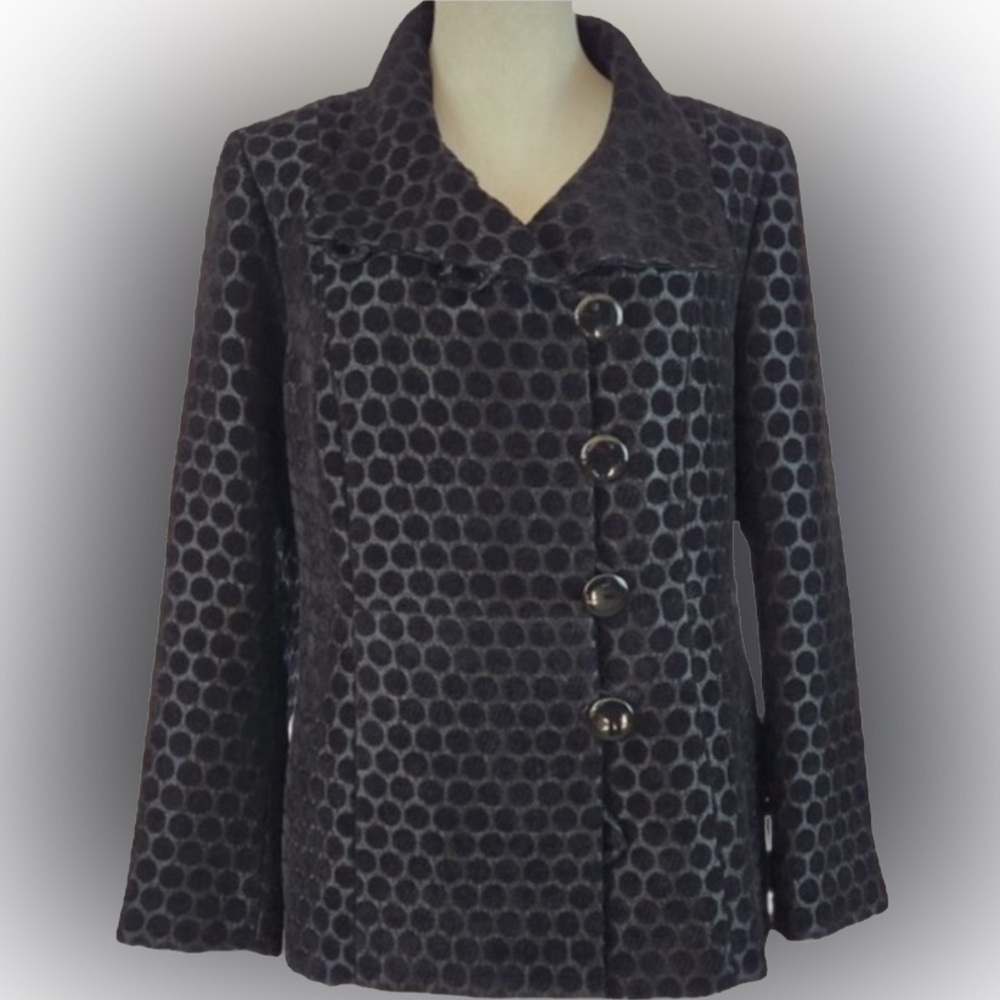 Chico's Black Textured Dot-Print Blazer